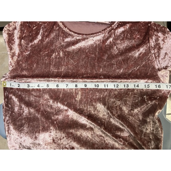 R. Vivimos Crushed Velvet Tunic Dress Short Sleeve Pink Women's Size M - Picture 5 of 6